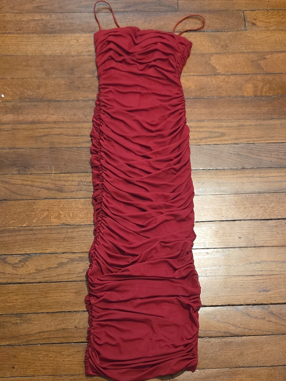 Princess Polly Ruched Burgundy Midi Dress
